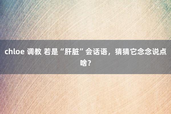 chloe 调教 若是“肝脏”会话语，猜猜它念念说点啥？