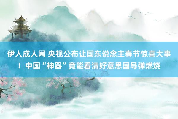 伊人成人网 央视公布让国东说念主春节惊喜大事！中国“神器”竟能看清好意思国导弹燃烧