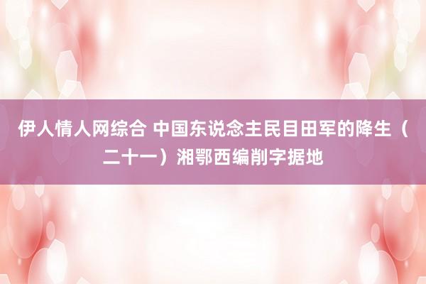 伊人情人网综合 中国东说念主民目田军的降生（二十一）湘鄂西编削字据地
